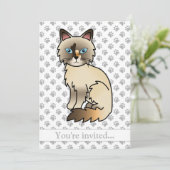 Schildpad Birman/Ragdoll Kat Verjaardagsfeestje Kaart (Staand voorkant)