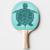 Schildpad Blauw groen op Aqua Tafeltennisbatje (Achterkant)