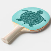Schildpad Blauw groen op Aqua Tafeltennisbatje (Voorkant Gekanteld)