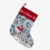 Schildpad Blauwe Sneeuwvlokken Santa Hat Winter Va Kleine Kerstsok (Voorkant (Hangend))