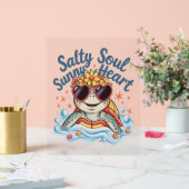 Schildpad Bloemen Zomer Strand Acryl Bord (Huwelijk)