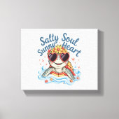 Schildpad Bloemen Zomer Strand Canvas Afdruk (Voorkant)