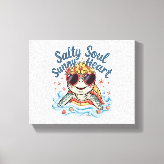 Schildpad Bloemen Zomer Strand Canvas Afdruk (Voorkant)