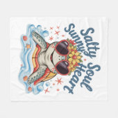 Schildpad Bloemen Zomer Strand Fleece Deken (Voorkant (Horizontaal))