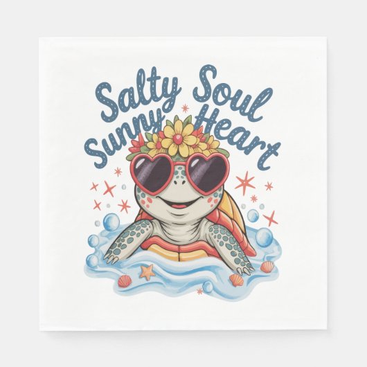 Schildpad Bloemen Zomer Strand Servet (Voorkant)