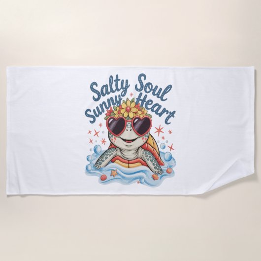 Schildpad Bloemen Zomer Strand Strandlaken (Voorkant)