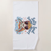 Schildpad Bloemen Zomer Strand Strandlaken (Voorkant)