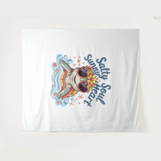 Schildpad Bloemen Zomer Strand Wandkleed (Voorkant (horizontaal))