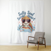 Schildpad Bloemen Zomer Strand Wandkleed (In situ)