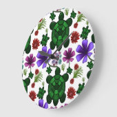 Schildpad bloempatroon grote klok (Hoek)