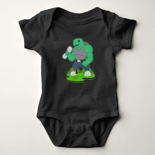 Schildpad Bodybuilder Dumbbell Bodybuilding Romper (Voorkant)