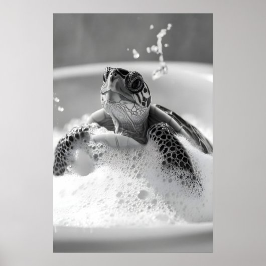 Schildpad bubbelbad print, Grappige badkamer dier Poster (Voorkant)