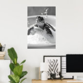 Schildpad bubbelbad print, Grappige badkamer dier Poster (Thuiskantoor)