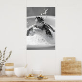 Schildpad bubbelbad print, Grappige badkamer dier Poster (Keuken)