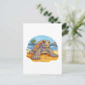 Schildpad Cartoon strand Briefkaart (Staand voorkant)