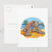 Schildpad Cartoon strand Briefkaart (Voorkant / Achterkant)