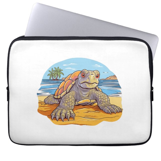 Schildpad Cartoon strand Laptop Sleeve (Voorkant)