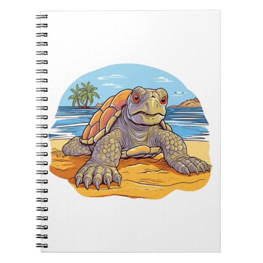 Schildpad Cartoon strand Notitieboek (Voorkant)