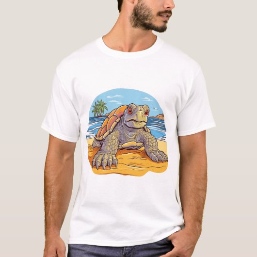 Schildpad Cartoon strand T-shirt (Voorkant)