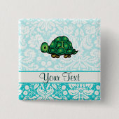 schildpad; Cute Vierkante Button 5,1 Cm (Voorkant)