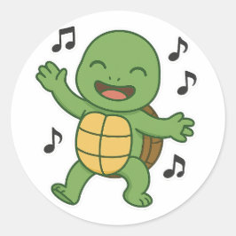 Schildpad dansen  ronde sticker