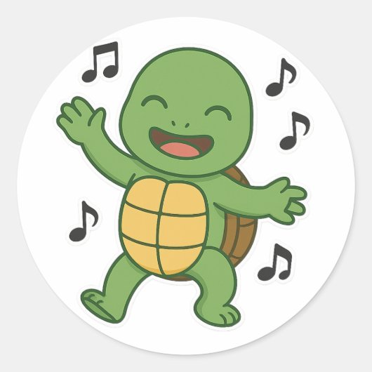Schildpad dansen  ronde sticker (Voorkant)