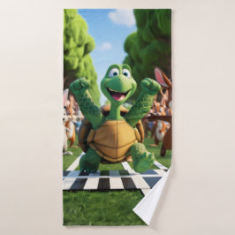 Schildpad de winnaar. badhanddoek