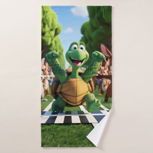 Schildpad de winnaar. badhanddoek (Badhanddoek)