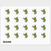 Schildpad die bier drinkt ronde sticker (Vel)