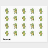 Schildpad die een bloem vasthoudt ronde sticker (Vel)
