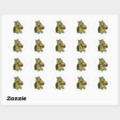 Schildpad die een hamburger eet ronde sticker (Vel)