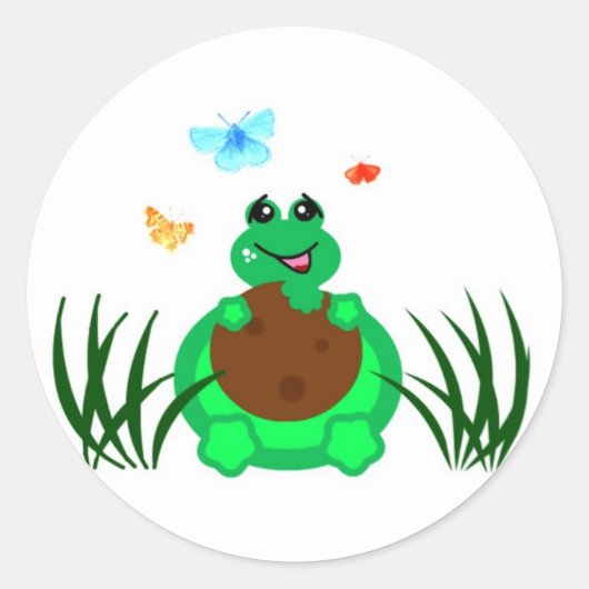 Schildpad die een koekje eet ronde sticker (Voorkant)
