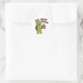 Schildpad die Gelukkig Verjaardag zegt Ronde Sticker (Tas)