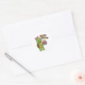 Schildpad die Gelukkig Verjaardag zegt Ronde Sticker (Envelop)