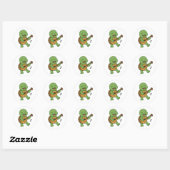 Schildpad die gitaar speelt  ronde sticker (Vel)