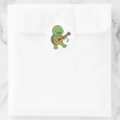 Schildpad die gitaar speelt  ronde sticker (Tas)