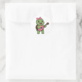 Schildpad die gitaar speelt ronde sticker (Tas)
