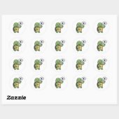Schildpad die hallo zegt ronde sticker (Vel)