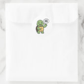Schildpad die hallo zegt ronde sticker (Tas)