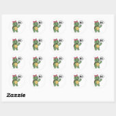 Schildpad die hallo zegt ronde sticker (Vel)