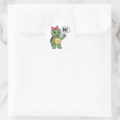 Schildpad die hallo zegt ronde sticker (Tas)