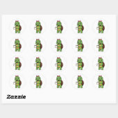 Schildpad die koffie drinkt ronde sticker (Vel)