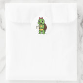 Schildpad die koffie drinkt ronde sticker (Tas)