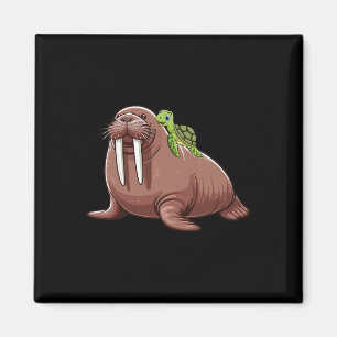 Schildpad die op Walrus Kostuum Zeedier Liefhebber Magneet