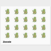Schildpad die spaghetti eet  ronde sticker (Vel)
