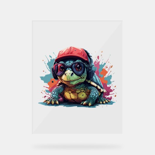 schildpad dier kunst ik cool schattige schildpad  acryl bord (Voorkant)