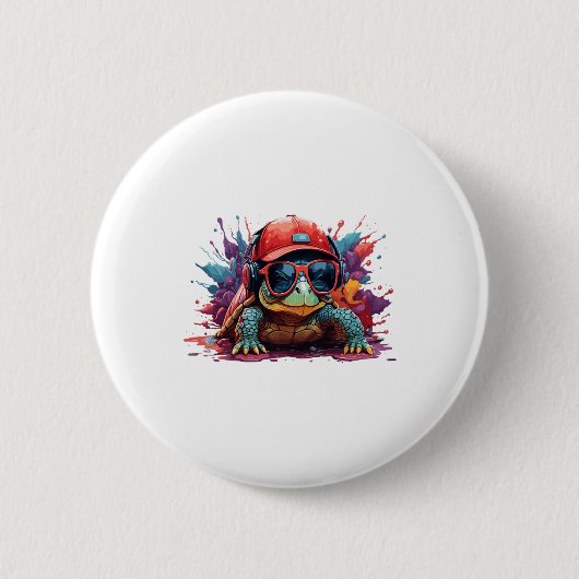 schildpad dier kunst ik cool schattige schildpad ronde button 5,7 cm (Voorkant)
