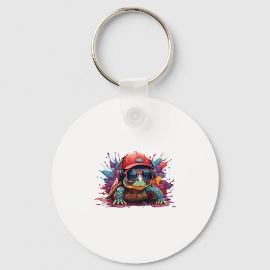 schildpad dier kunst ik cool schattige schildpad sleutelhanger (Voorkant)