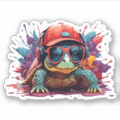 schildpad dier kunst ik cool schattige schildpad sticker (Voorkant)