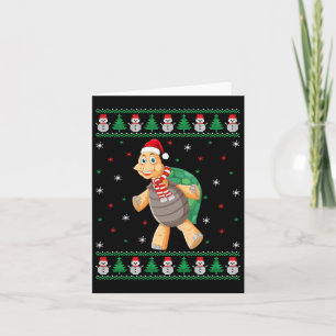 Schildpad Dier Matching Familie Lelijk Kerstzweet Kaart